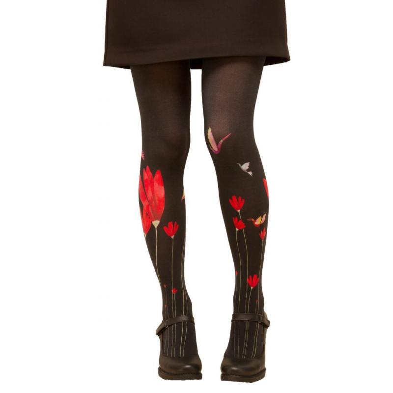 collants-fantaisie-femme-fleurs-rouges-colibris-fond-noir
